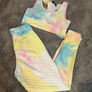 Jolie & Joy workout set size L Pastel Tye Dye NWOT